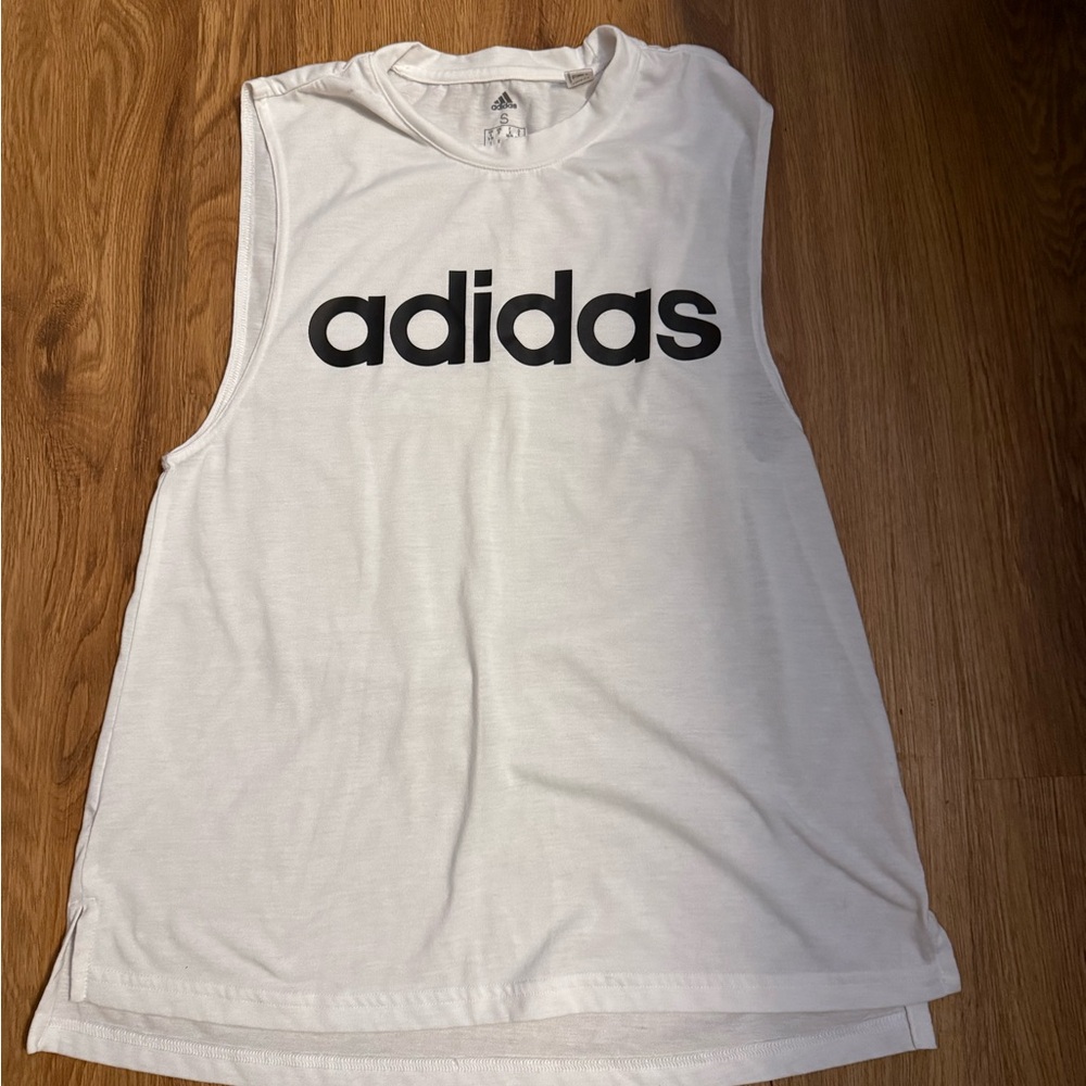 Adidas White Tank with Black Logo